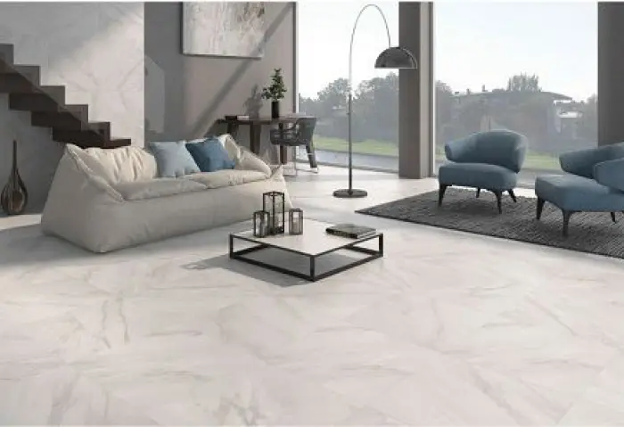 Ý tưởng phối gạch lát nền, ốp tường trang trí phòng khách đẹp 